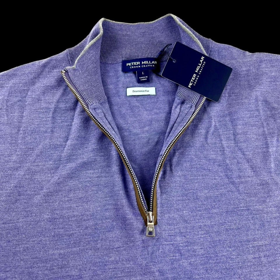 Peter Millar Crown Crafted Excursionist Flex Quarter拉链毛衣薰衣草 $350 L — 第 3/4 张图片