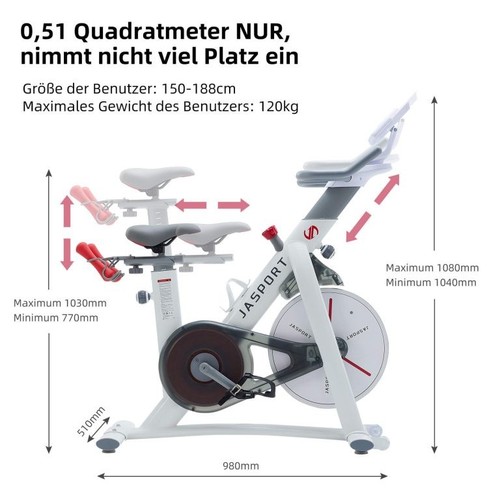 JASPORT S3 Smart Indoor Speedbike Heimtrainer Fahhrad für Zuhause, 120KG Belastb - Picture 5 of 8