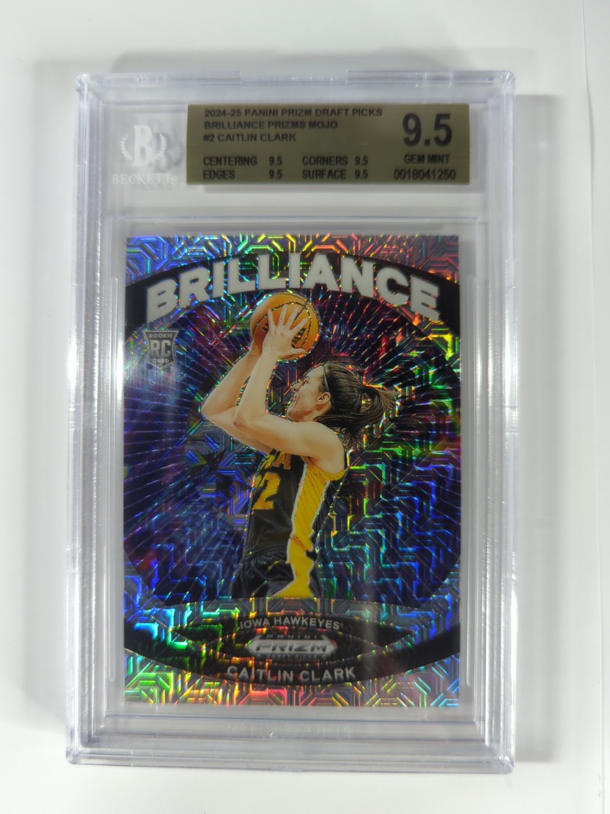 2024-25 Prizm Draft Picks Brilliance Prizms  Mojo Caitlin Clark #/25 Iowa Rookie