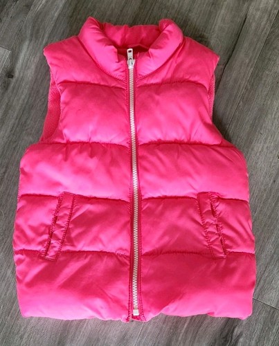 Chaleco Hinchado Azul Marino Antiguo Niñas Pequeñas Talla 5T Cremallera Completa 2 Bolsillos Delanteros Rosa Caliente - Imagen 1 de 5