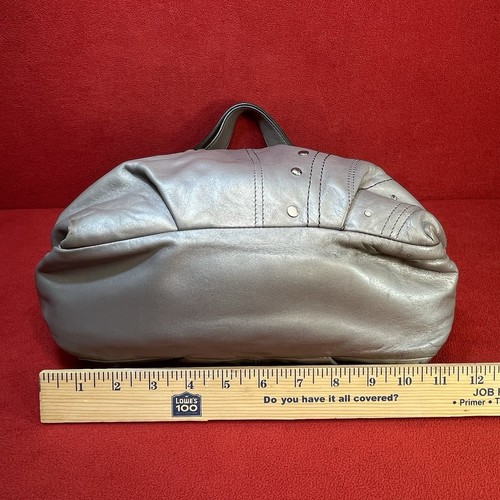 Coach Hobo Bag Gunmetal Gray Leather Studded Applique Duffel Shoulder Bag-f16178 - Picture 14 of 17