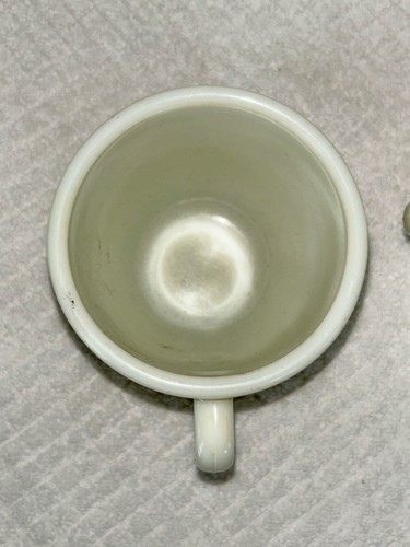 2 vintage Corning Milk Glass Military WWII OFF WHITE Mess Hall Mug cup Handle - Picture 6 of 13