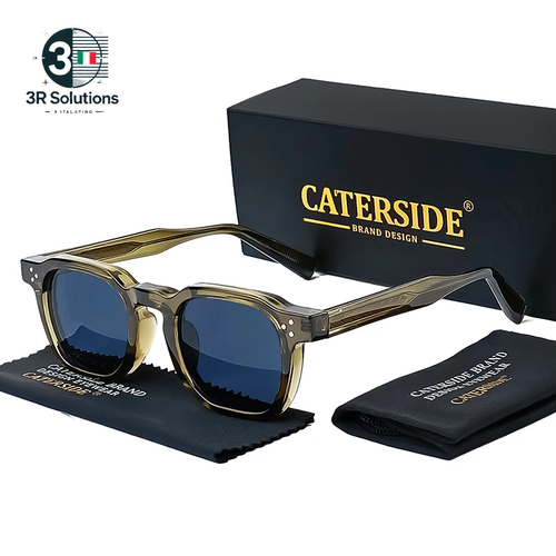 CATERSIDE Occhiali Da Sole Retrò Punk Da Uomo Montatura Piccola Quadrata Design - Foto 4 di 32