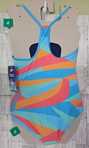 Speedo Swimsuit One Piece Girls XL (18-20) Aqua Mango Thin Strap UPF 50+ NEW - Picture 4 of 11
