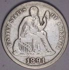 1891 Seated Liberty Dime F