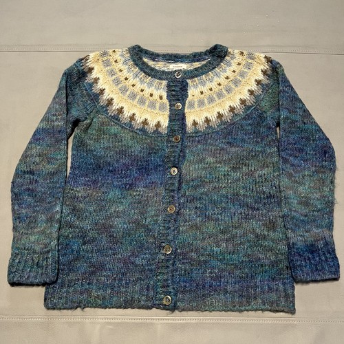 Sundance Wollmischung Knopf Fair Isle Farbverlauf Streifen nordischer Cardigan Pullover-XS-