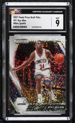 2021-22 Panini Prizm Draft Picks White Sparkle Ray Allen #91 CGC 9 Mint HOF