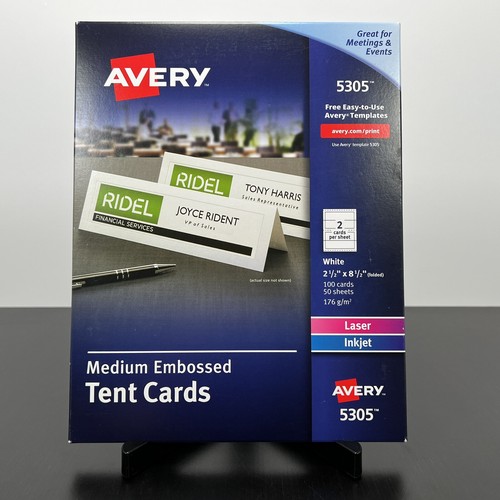 Avery 5305 Printable Tent Cards 2.5" x 8.5" White 100/Box Inkjet/Laser (2 Packs) - Picture 2 of 6