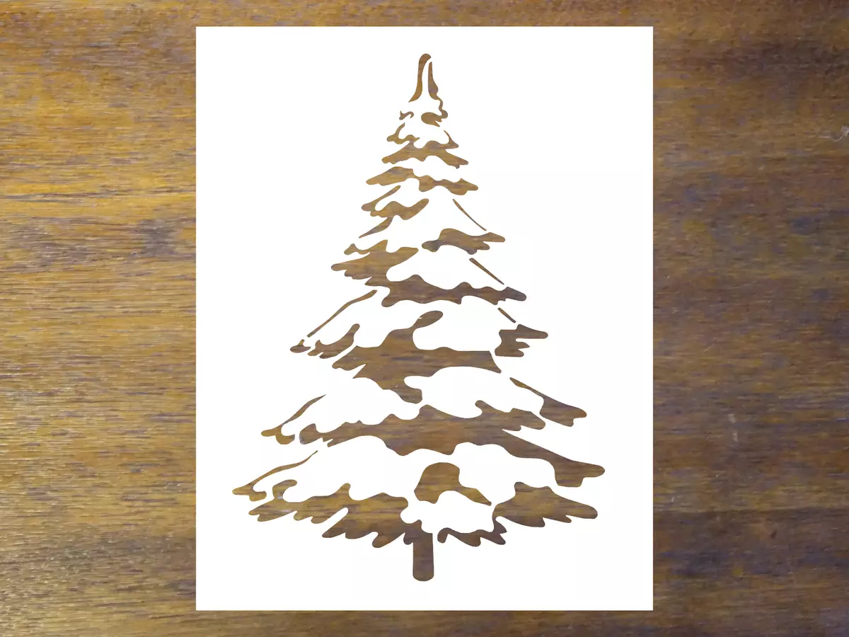 Pine Christmas Tree Stencil - Reusable Color, Draw, Paint Custom