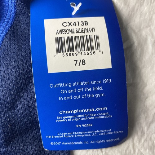 Champion Boys Athletic Shirt Awesome Blue 7/8 - Picture 3 of 7