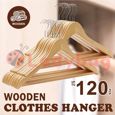 Wooden Coat Hangers Wood Bulk Clothes Clothing Coat hangers Garment Shirt Suit eBay