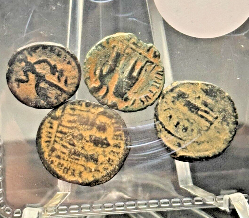 4x Römische Bronzemünzen 300-400 n. Chr. 🏺 Kaiserreich Mix - Antik Bulk Lot ⚔️