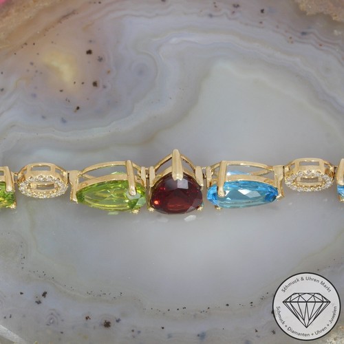 Wert 4490 € Brillant Farbedelstein Armband 585 14 Karat Gelb Gold - Bild 4 von 8