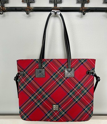 NWT Dooney & Bourke Tartan Victoria Shoulder Tote Bag RP $308 Red