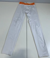 Layer 8 Qwick-Dry White Orange Compression Athletic Pants Mens Size Small
