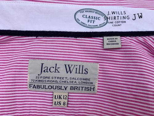 JACK WILLS shirt Size 12 UK striped PINK & WHITE Cotton 100% Vintage RRP£159 - Picture 3 of 11