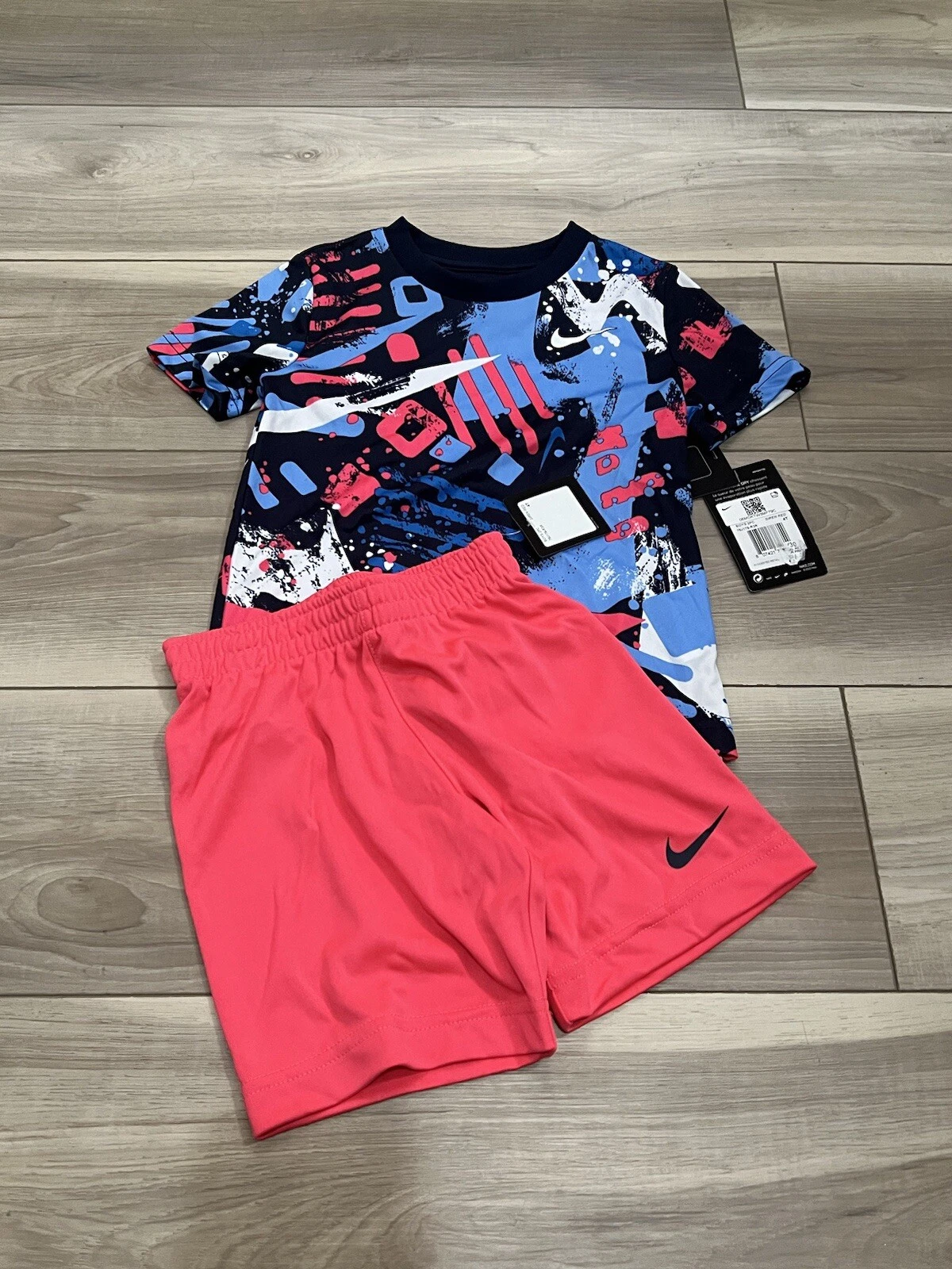 NIKE AIR TODDLER Blue T SHIRT AND Pink SHORTS 2 PIECE SET SIZE 4T NWT $40