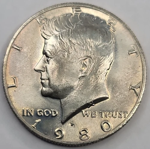 1980 P BU KENNEDY HALF DOLLAR UNCIRCULATED - LIGHTLY TONED