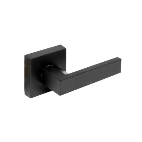 Matt Black Door Handles Locks Passage Entrance Combo Square Door Entry + Silver - Picture 5 of 47