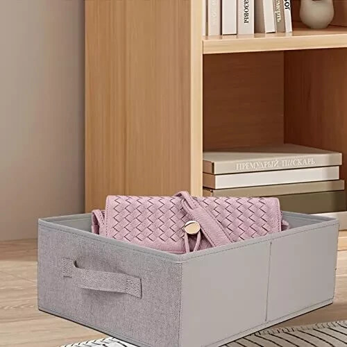 Stoff Aufbewahrungsboxen 4er Set rechteckige Aufbewahrungskörbe mit Griff faltbar C - Bild 4 von 7