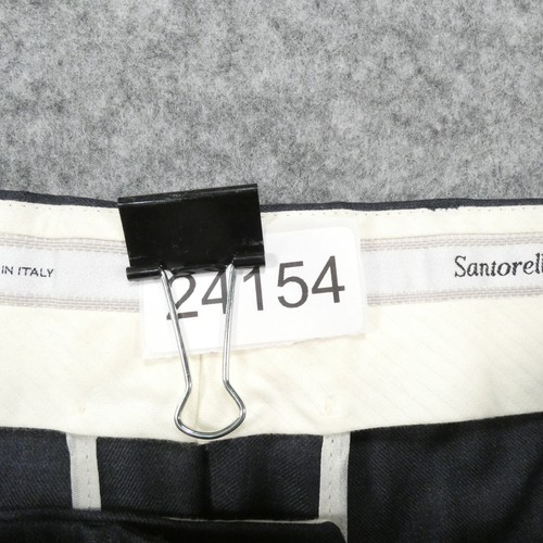 Santorelli Pants Mens 40 Pleated Front Dress Slacks Med Blue Wool Italy - Picture 12 of 18