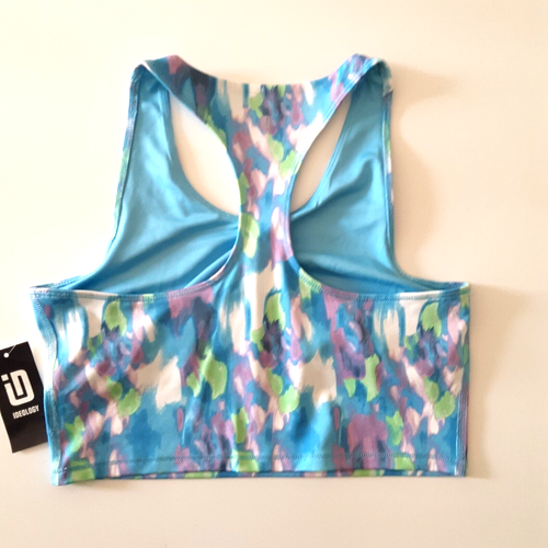 ID Ideology Girls Size XL Longline Sports Bra Painter Butterfly Blue Racerback - Picture 2 of 9