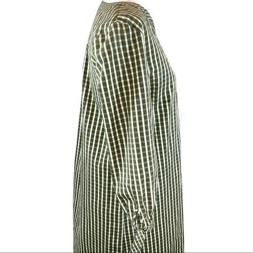 Crown & Ivy size M/P olive green & white check 3/4 sleeve v-neck sheath dress - Picture 5 of 8