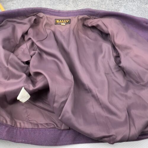 Vintage Bally Army wool jacket purple Size 12/36 designer 80s padded shoulders - Picture 8 of 14