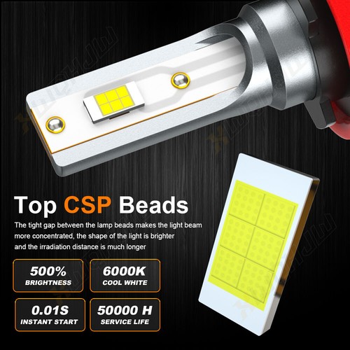 H9 H11 LED Headlight High Low Bulbs Combo 6500K + H11 Fog Light With cooling fan - Picture 6 of 13