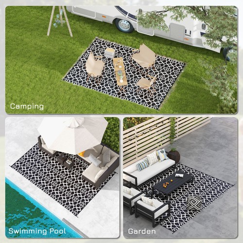 NEW-Outsunny Reversible Outdoor Rug,9\' x 12\' Waterproof Plastic Straw Floor - Picture 6 of 9
