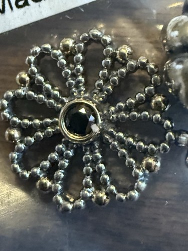 Pandora Sterling Silver & 14k YellowGold Lace Flower Dangle Clip - Picture 5 of 9