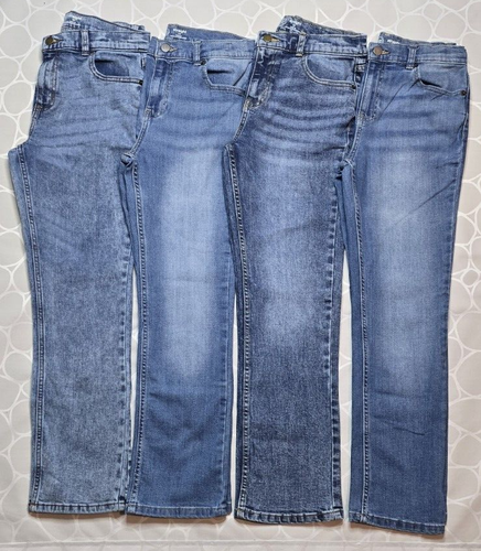 Wonder Nation Jeans Sz 14 Straight Leg Adjustable Waist Blue Denim Stretch Boys - Picture 2 of 7