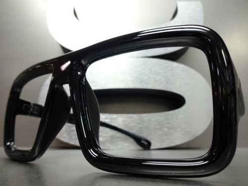 Oversized RETRO Style Large Thick Black Lensless Eye Glasses Frame Only NO Lens - Picture 3 of 7