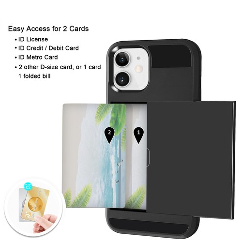 para iPhone 12 Mini 12 12 Pro Max Estuche Billetera Porta Tarjeta de Crédito Armadura de Doble Capa - Imagen 9 de 25