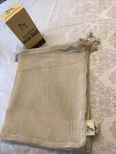 Bolsas de malla de algodón orgánico | Bolsas reutilizables para productos vegetales | Cero Waste (paquete de 5) - Imagen 2 de 3