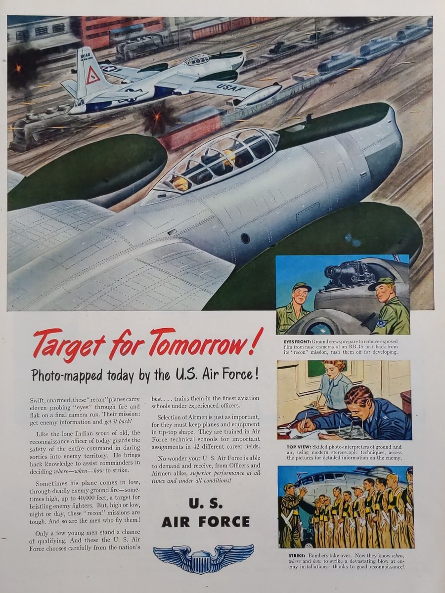1951 vintage US Air Force recruitment print ad, Target for 