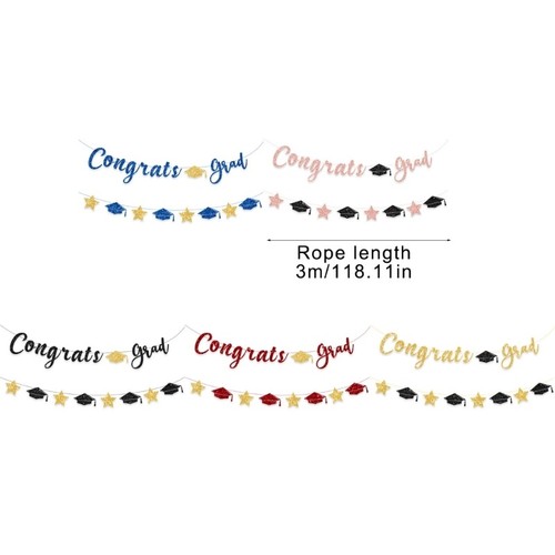 Glittering Congrats Grads Ornament Graduation Party Ornament Hanging Decoration - Picture 8 of 13