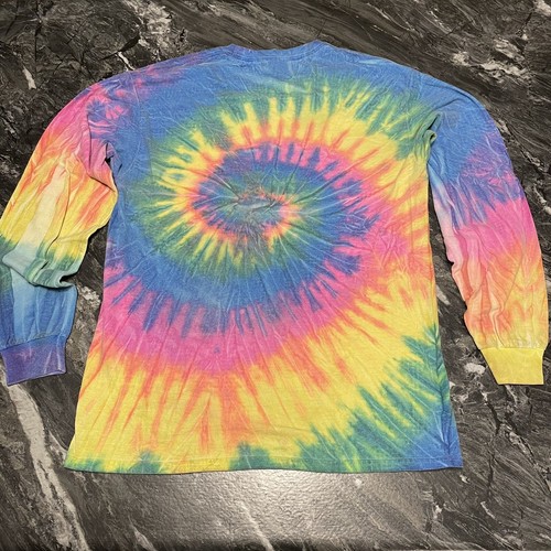 Chemise ado ennuyée homme rose moyen vert tie-dye graphique manches longues ado - Photo 2/8