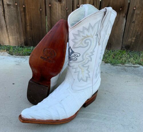 BOTA VAQUERA PUNTA CHIHUAHUA 2X MENS COWBOY WHITE BOOTS PRINT LEATHER CROCODILE - Picture 10 of 12