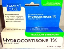 Family Care Anti-Itch Cream Hydrocortisone 1% Lot of 1 to 6 (0.5 Oz /14 g) Each*