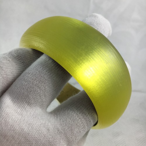 ALEXIS BITTAR Yellow Gold Hand Carved Wide Chunky Resin Lucite Tapered Bangle VG - Picture 7 of 23