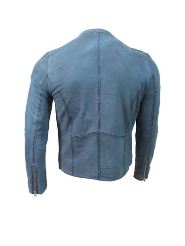 Heeli London Herren Leder Biker Jacke - Winter, Gr. S-2XL, Navy/Schwarz/Braun - Bild 15 von 24