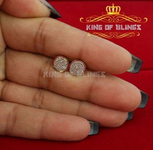 Pendientes redondos de oro amarillo real de 10 K con diamantes reales de 0,15 quilates para hombre y mujer - Imagen 2 de 7