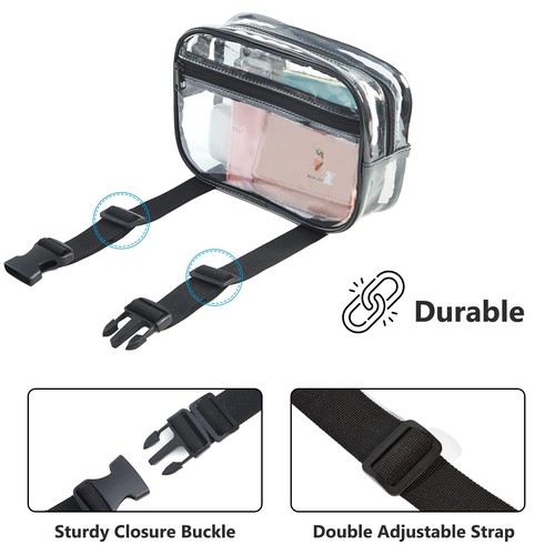 Clear Fanny Pack Stadium Approved for Women Men Waterproof Clear Waist Bag wi... - Picture 4 of 7