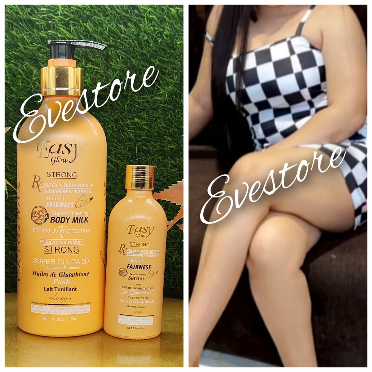 active white glutathione lotion Easy Glow Natural Fairness Active White Body Lotion X 1 & Serum Combo 💯