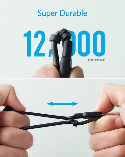 Anker Powerline II 3in1 Apple Ladekabel USB-C Mikro-USB Android 90cm Schwarz - Bild 4 von 12