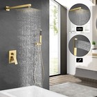 Brushed Gold Shower Faucet Set 8 inch Rain Shower Head Combo System with Valve