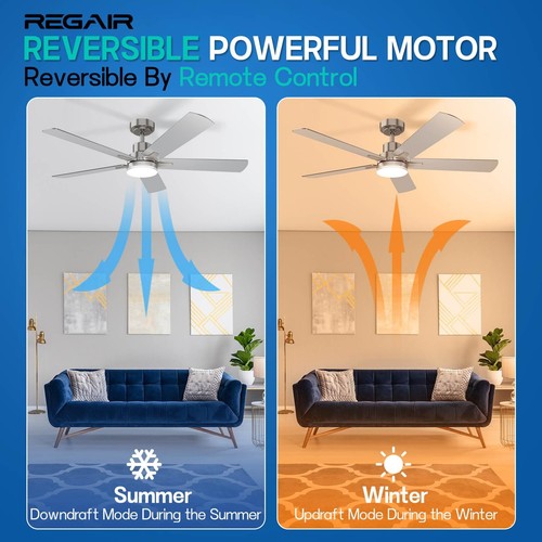 Ceiling Fan With Light 52-Inch Remote Control Reversible DC Motors 3CCT Dimma... - Picture 3 of 6