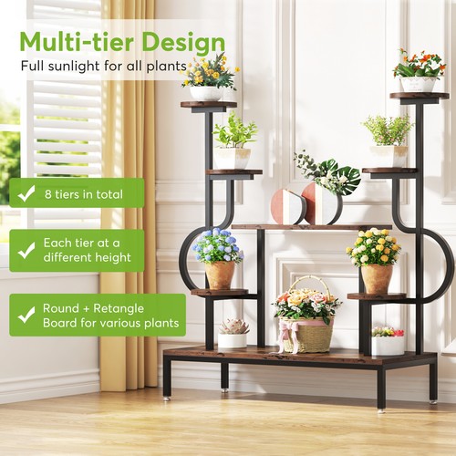 Tribesigns Indoor Plant Stand Wood Metal Potted Flower Rack Shelf for Balcony - Picture 6 of 8
