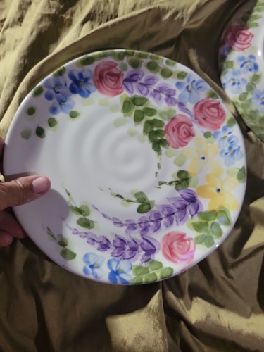 4 Table Top Unlimited Jardine salad luncheon plates handpainted - Picture 12 of 12